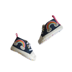 NEW primark baby rainbow denim look sneakers crib shoes 3-6 months baby girl